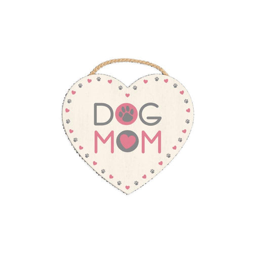 Dog Mom Heart Shaped Wooden Sign