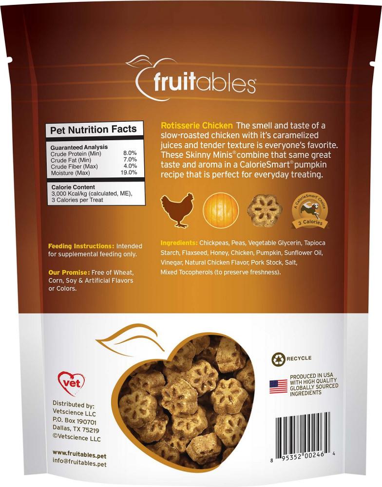 Fruitables Rotisserie Chicken Skinny Minis Soft and Chewy Dog