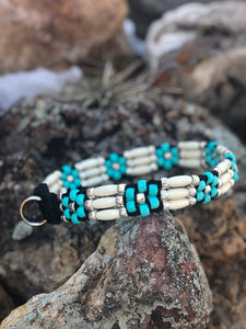 Navajo Flower Beaded Dog Collar