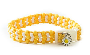 Yellow Daisy Beaded Dog Collar