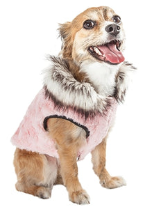 Pinkachew Charming Designer Faux Mink Fur Dog Coat