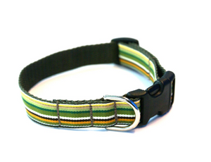 Khaki Striped Adjustable Dog Collar
