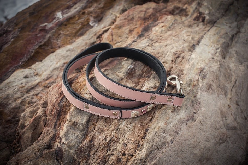 Pink Crystal and Leather Dog Leash