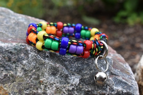Rainbow Beaded Cat Collar