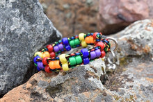 Rainbow Beaded Cat Collar
