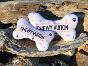 White Chew Vuiton Dog Bone Toy